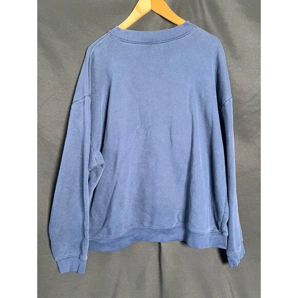 Adidas Fleece Lined Crewneck Long Sleeve Pullover Navy Blue Sweatshirt - Size XL - Picture 4 of 6